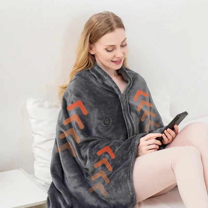 Electric Heating Shawl Temperature Control Comfortable Rechargeable Coral Velvet Electric Stragula