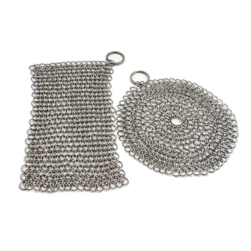 Kitchen Cleaner Ring Screen Mesh Stainless-Steel Cast Iron Chain Mail Pot Spongia Scrubber