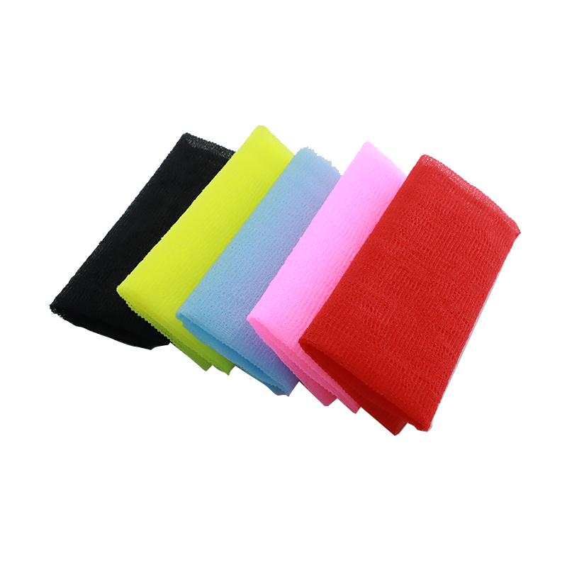 Dual-sided Long Folium Exfoliating Bath Cloth: Profundum Tersus Nylon Linteum pro Lavacrum